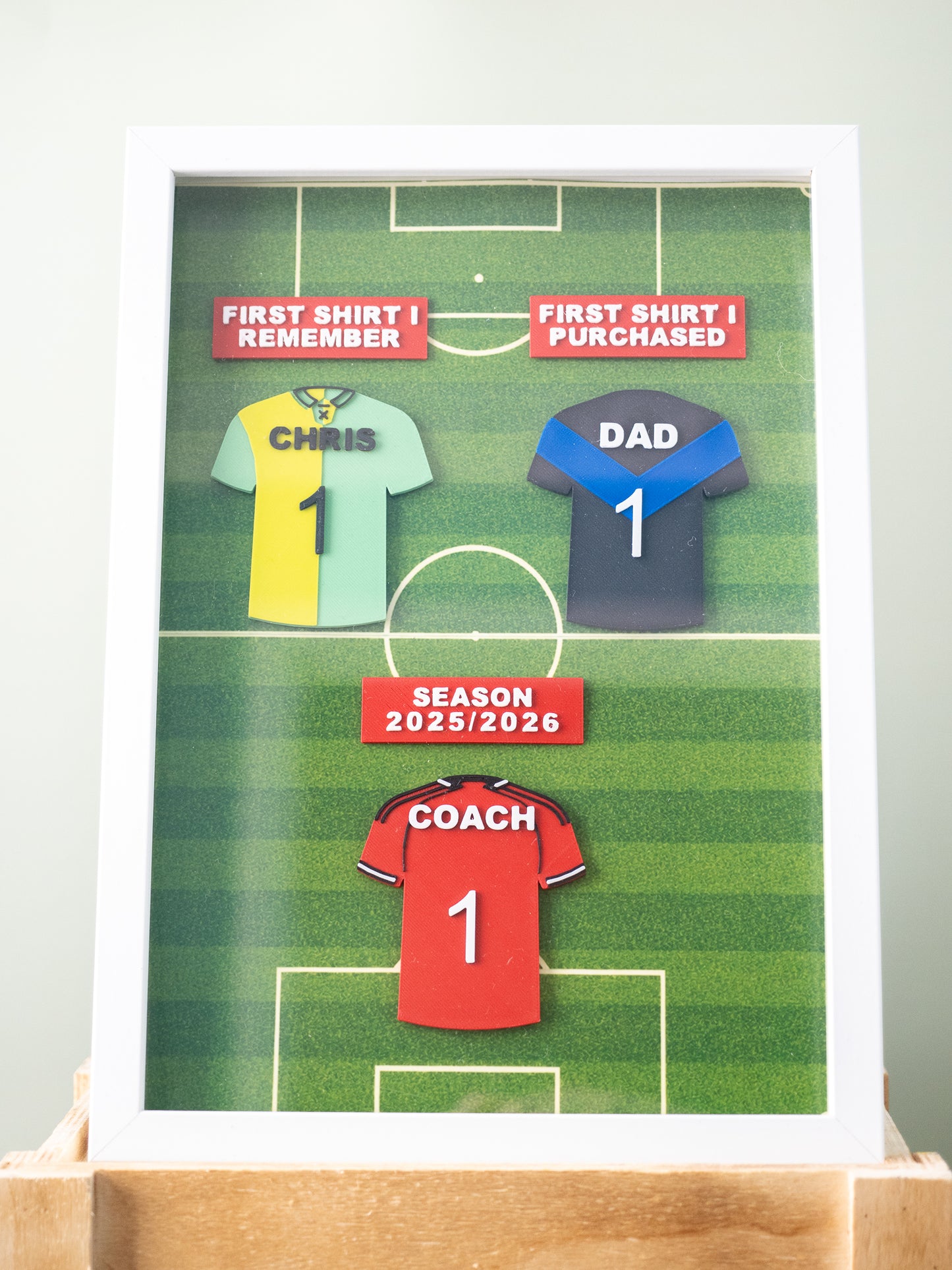 Personalised 3D Printed Framed Sports Shirt A4 - Memories