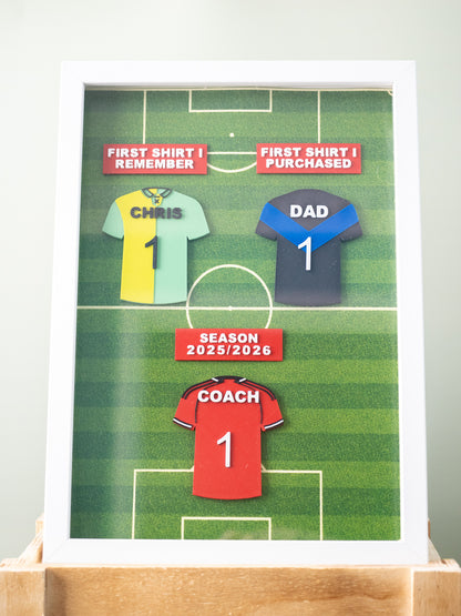 Personalised 3D Printed Framed Sports Shirt A4 - Memories