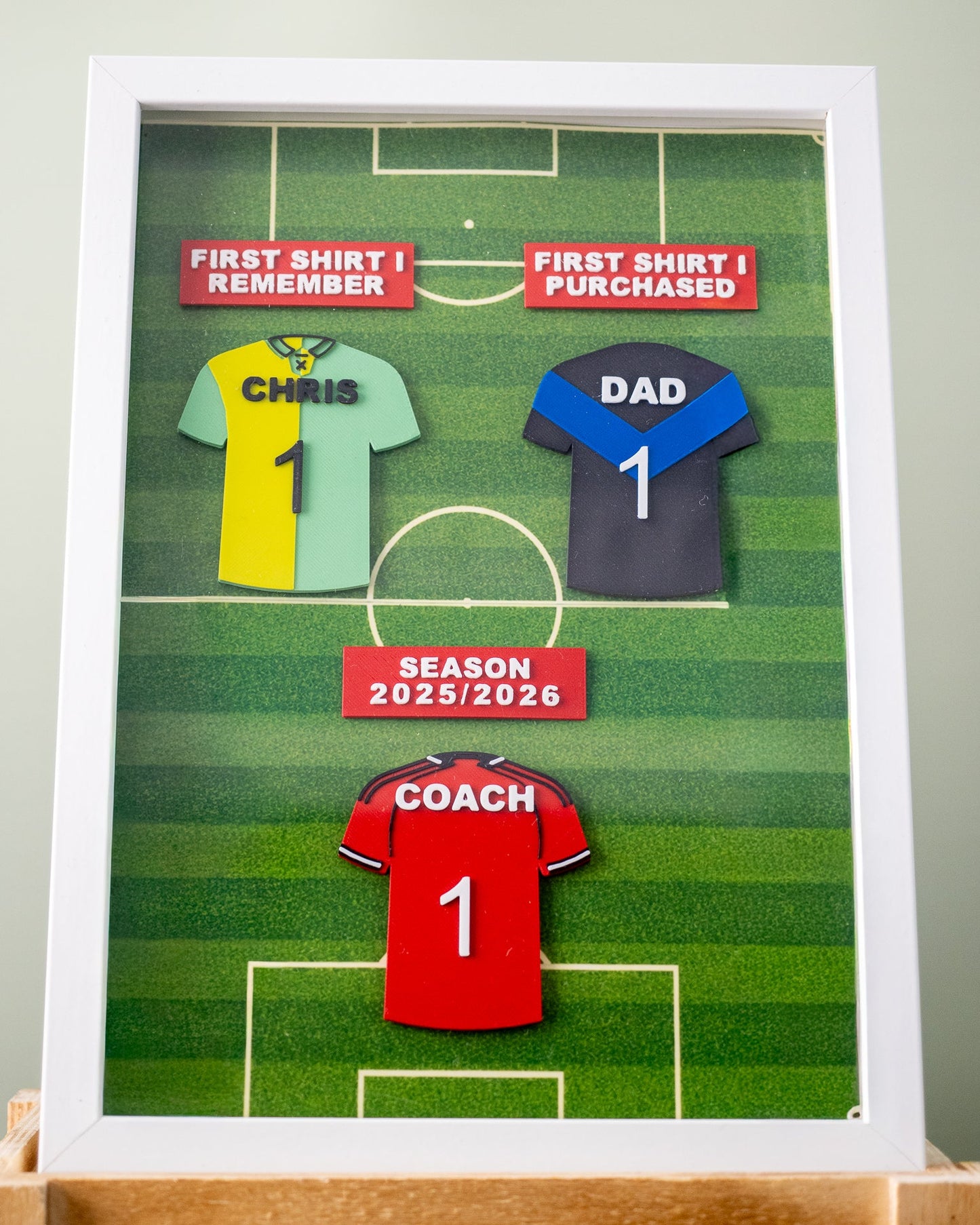 Personalised 3D Printed Framed Sports Shirt A4 - Memories