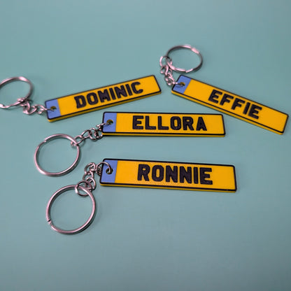 Personalised 3D Printed Licence Plate Keyring