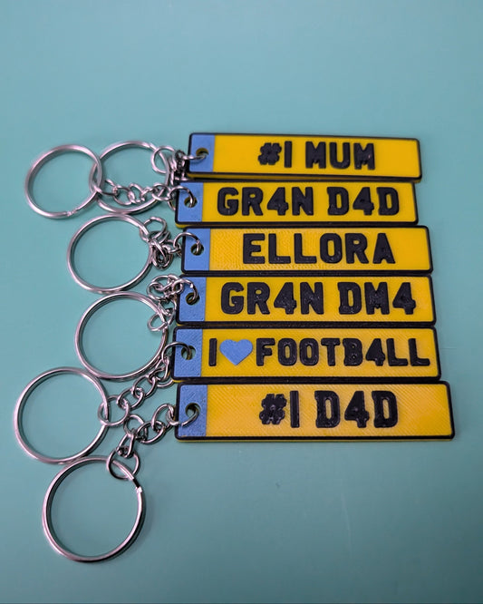Personalised 3D Printed Licence Plate Keyring
