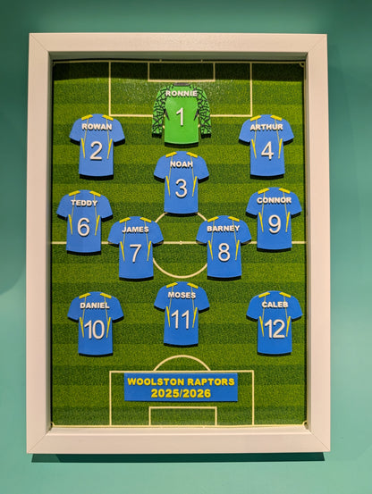 Personalised 3D Printed Framed Sports Shirt A4 - Squad