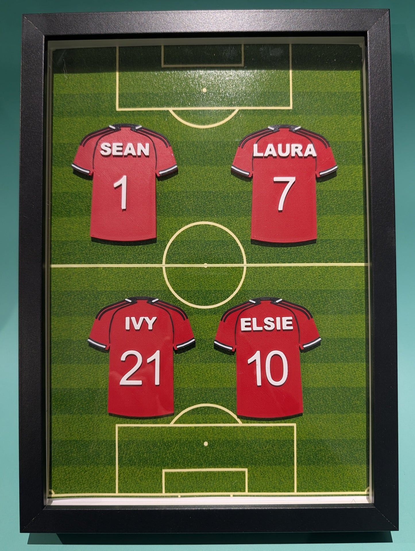 Personalised 3D Printed Framed Sports Shirt A4 - Family