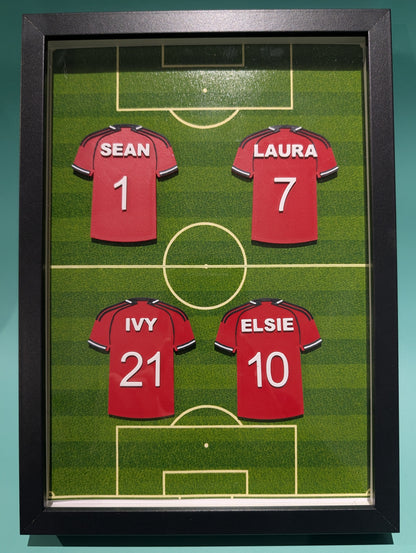 Personalised 3D Printed Framed Sports Shirt A4 - Family