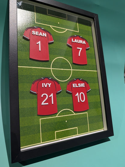 Personalised 3D Printed Framed Sports Shirt A4 - Family