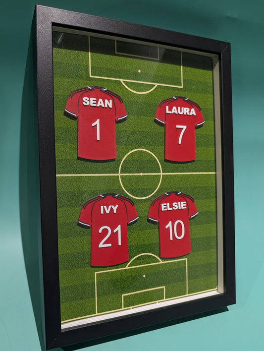 Personalised 3D Printed Framed Sports Shirt A4 - Family