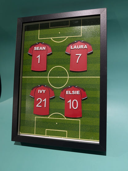 Personalised 3D Printed Framed Sports Shirt A4 - Family