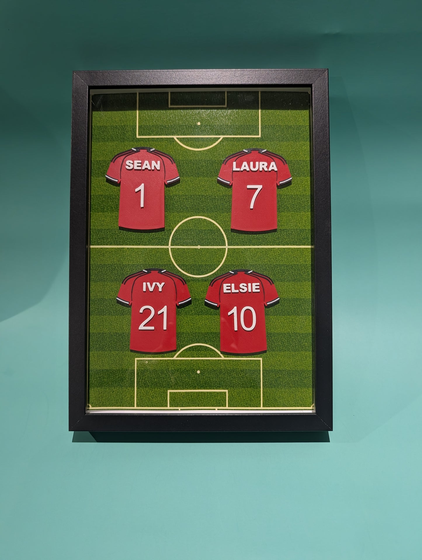 Personalised 3D Printed Framed Sports Shirt A4 - Family